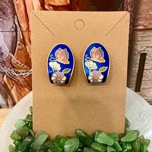 VINTAGE Blue Cloisonné Earrings